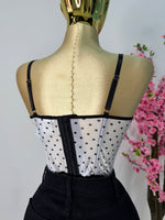 Top corset polka negro