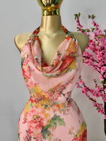 Vestido halter floreado coral