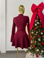 Vestido plisado Burgundy