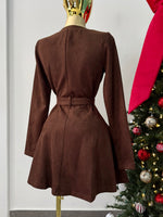 Vestido gamuza chocolate con cierre