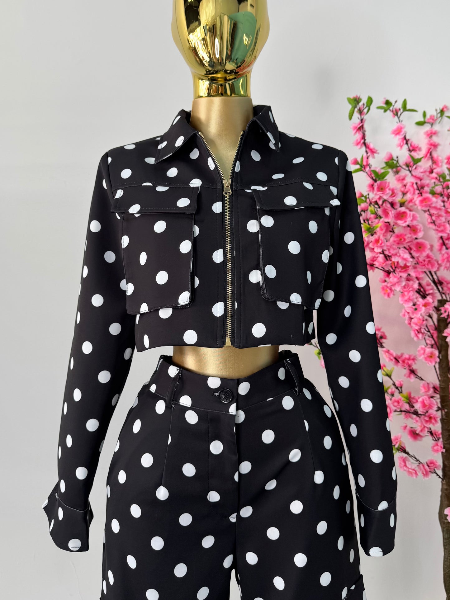 Set polka dots negro