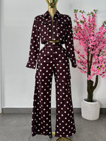 Set polka dots marron