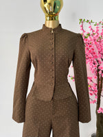 Set jacket botones cafe