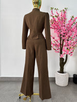 Set jacket botones cafe