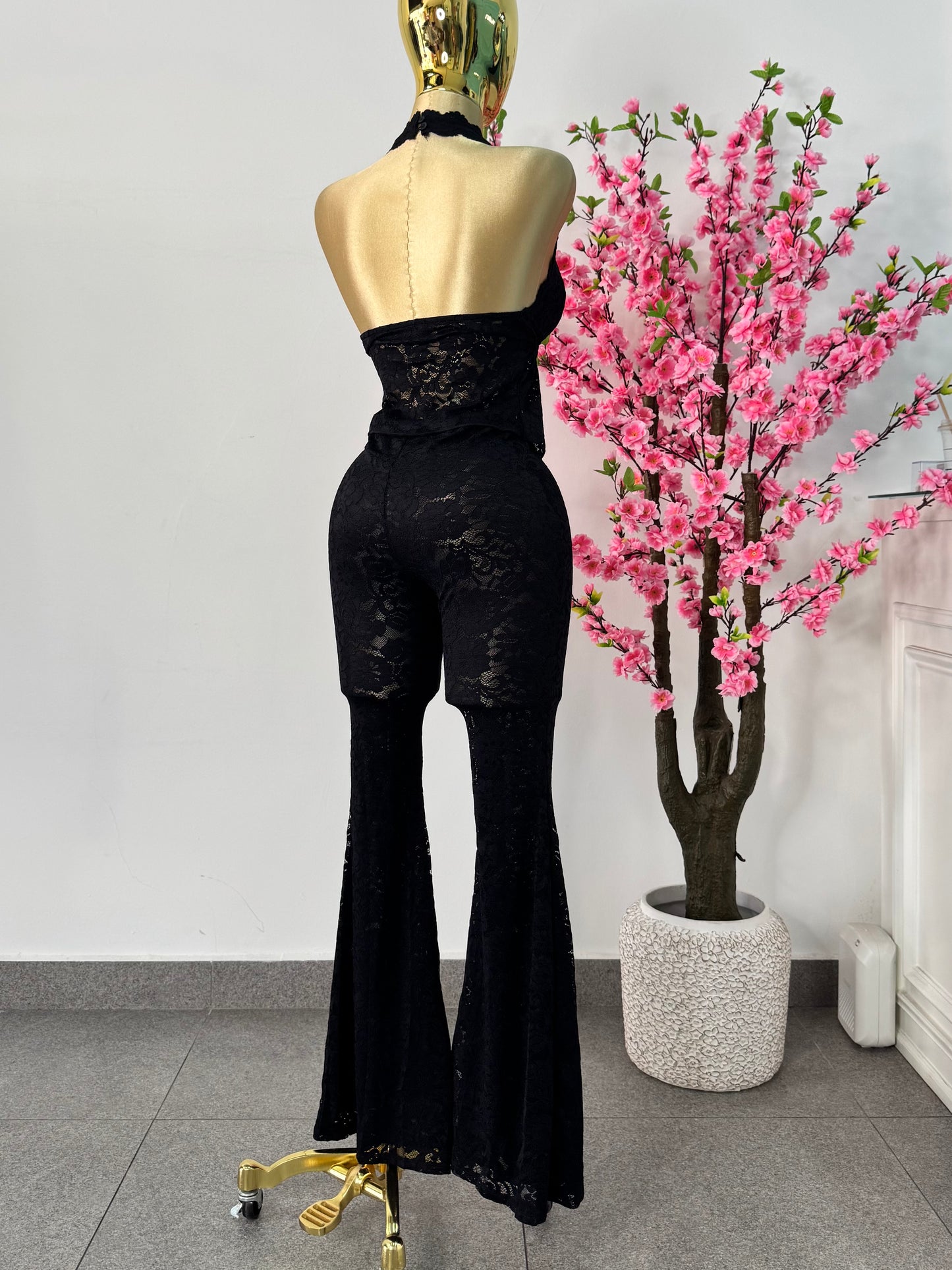 Set top & pantalon encaje negro