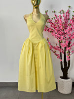 Vestido midi amarillo halter