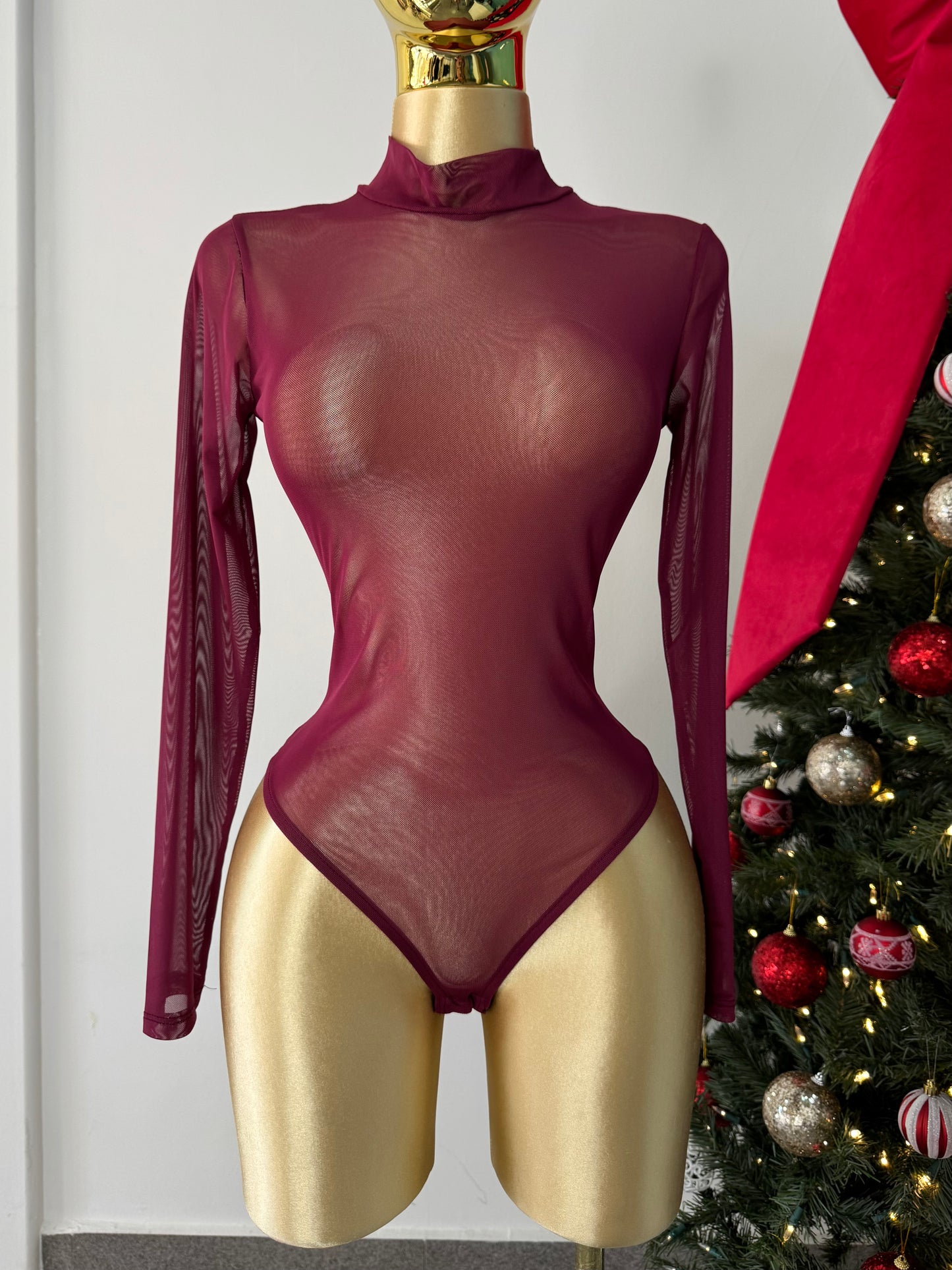 Body mesh tinto manga larga