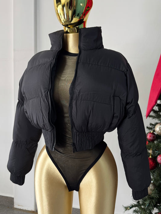 Chamarra negra acolchada