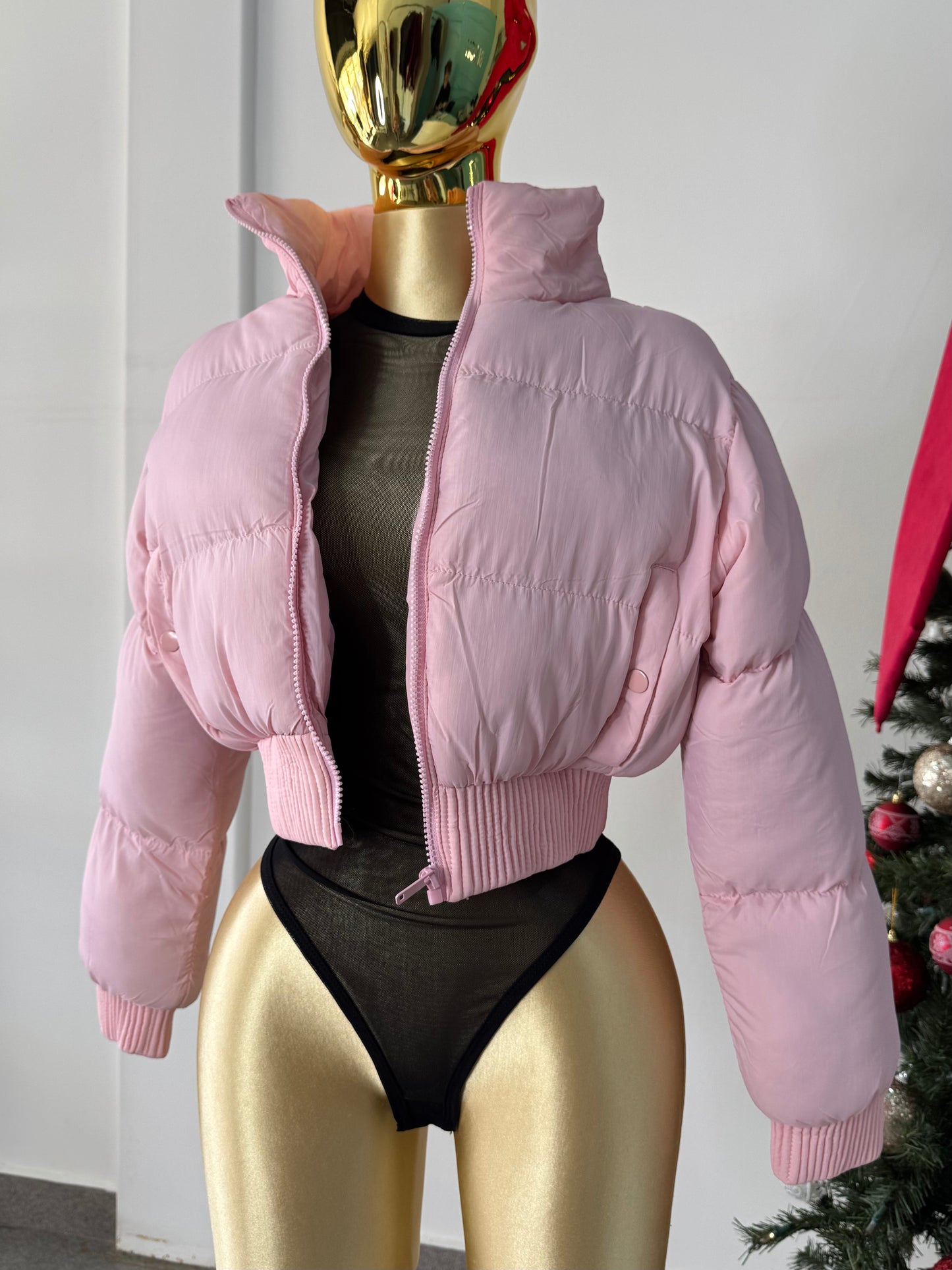 Chamarra rosa acolchada