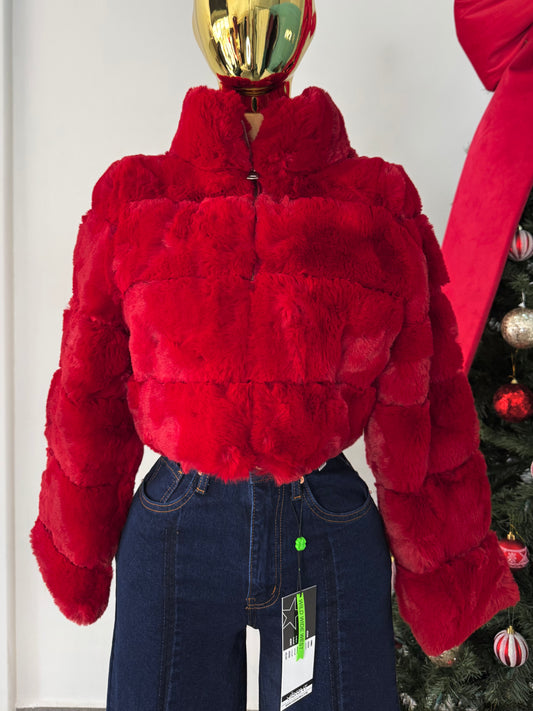 Abrigo rojo de peluche