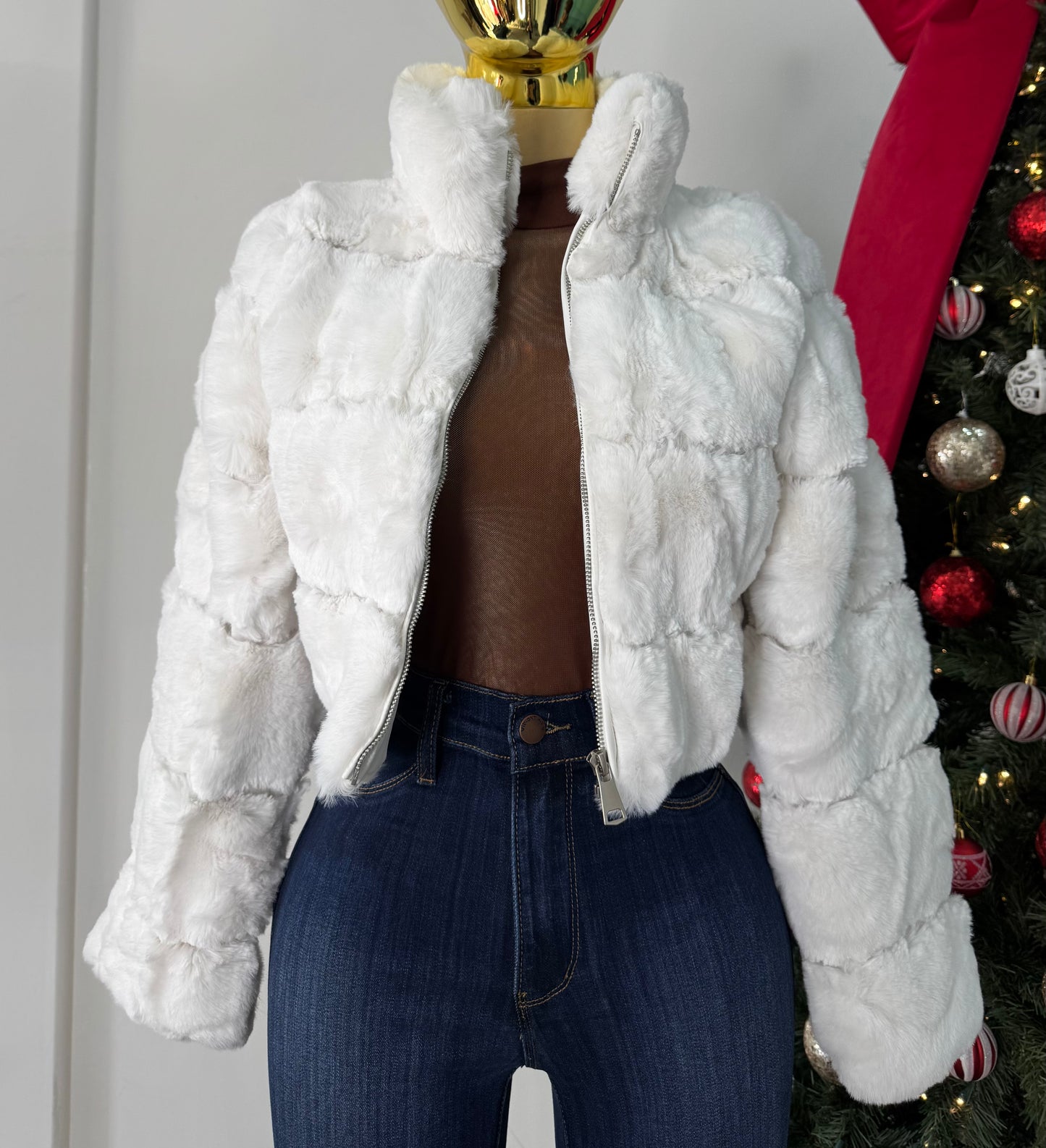 Abrigo blanco peluche