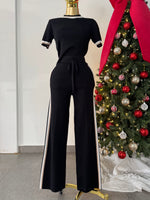 Conjunto de pans negro franjas blancas