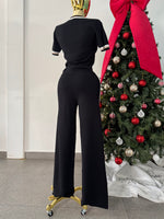 Conjunto de pans negro franjas blancas