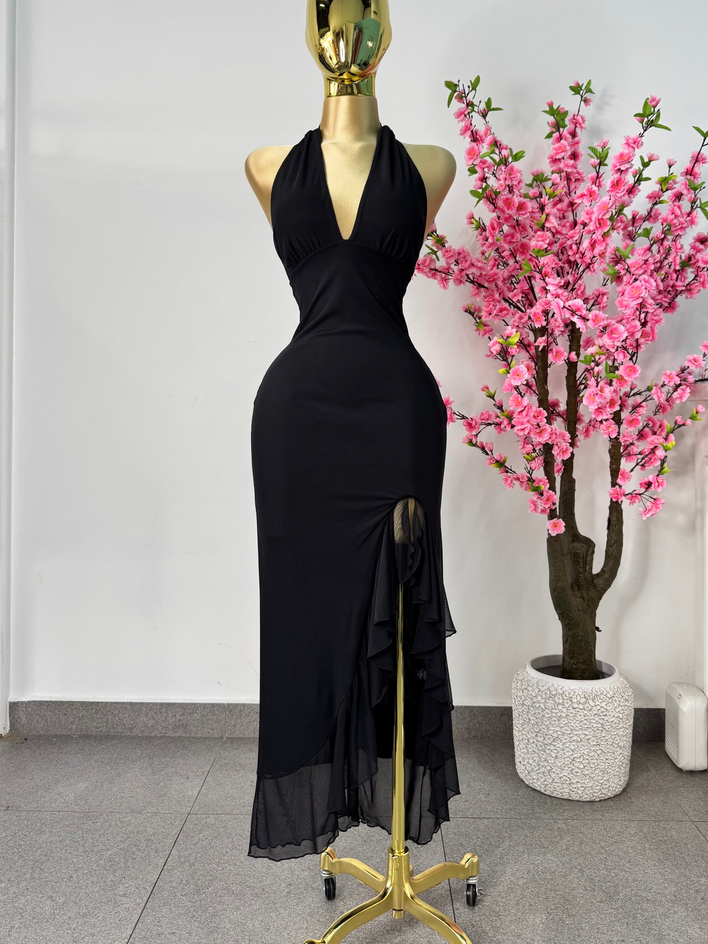 Vestido mesh negro