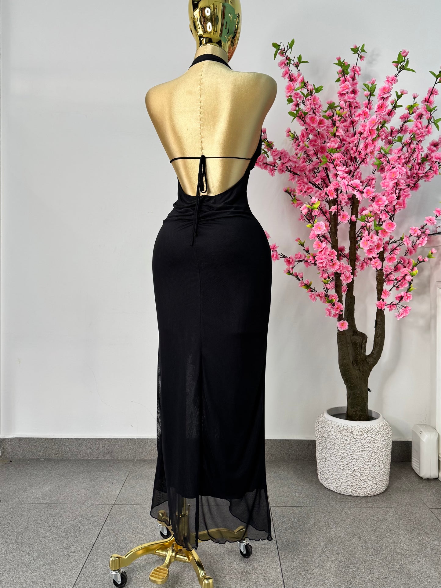 Vestido mesh negro