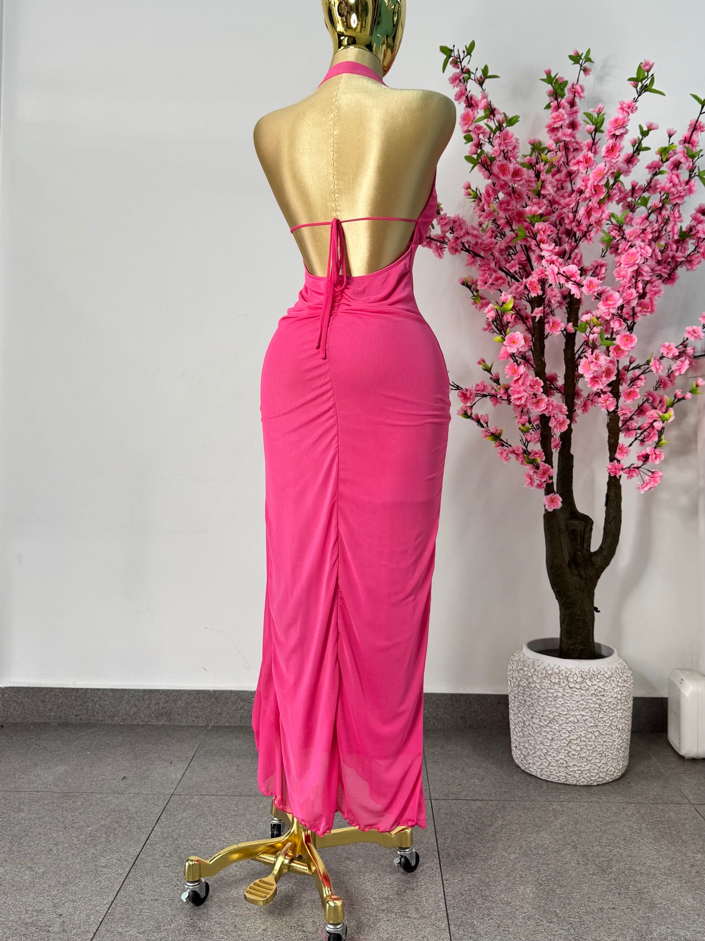 Vestido mesh rosa