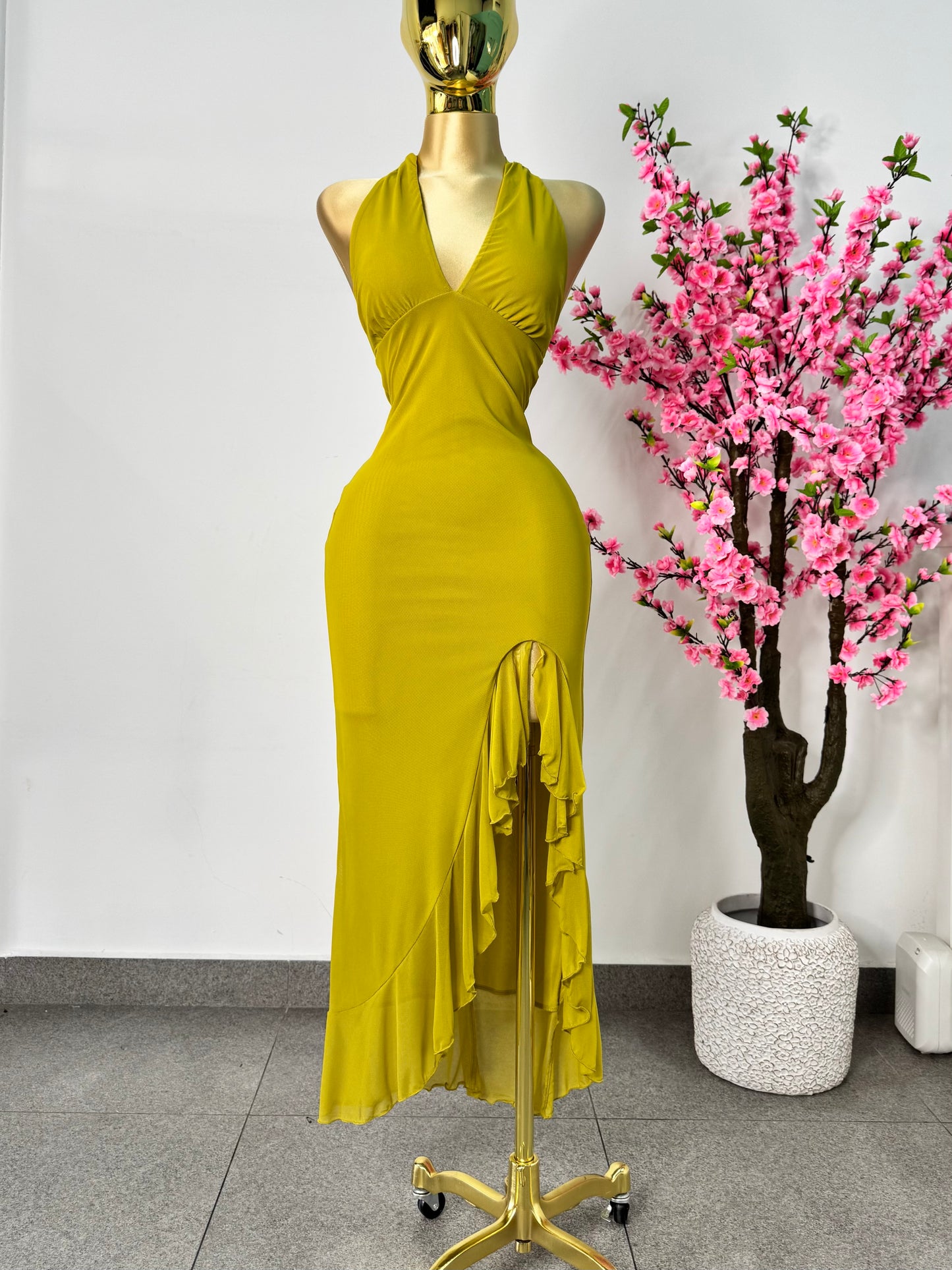Vestido mesh verde lima