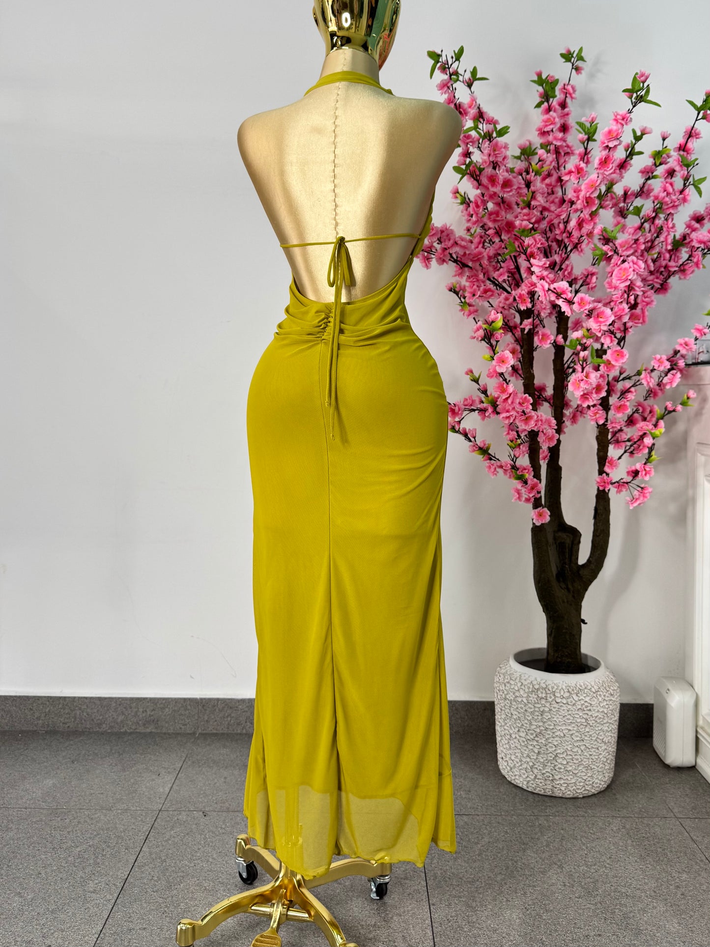Vestido mesh verde lima