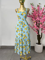 Vestido midi azul limones