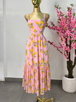 Vestido midi rosa limones