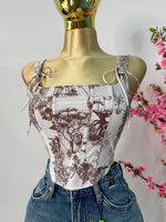 Top corset estampado cafe