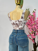 Top corset estampado cafe