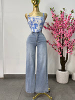 Top corset estampado azul