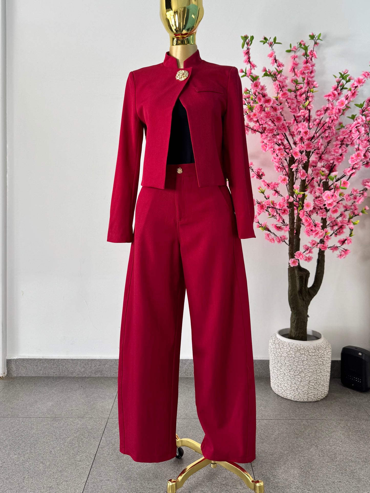 Set Jacket & pantalón rojo cereza