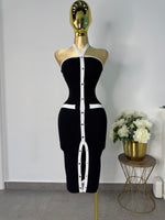 Vestido negro con blanco botones