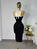 Vestido negro con blanco botones