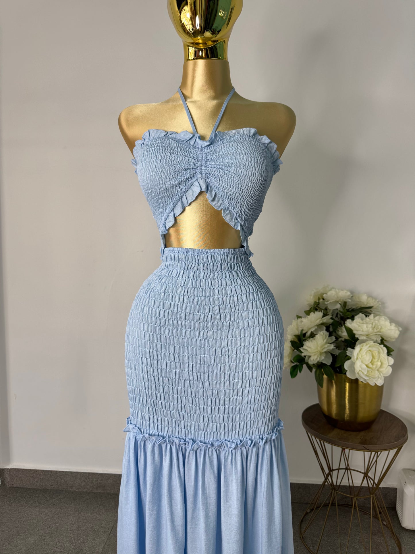 Vestido largo baby blue
