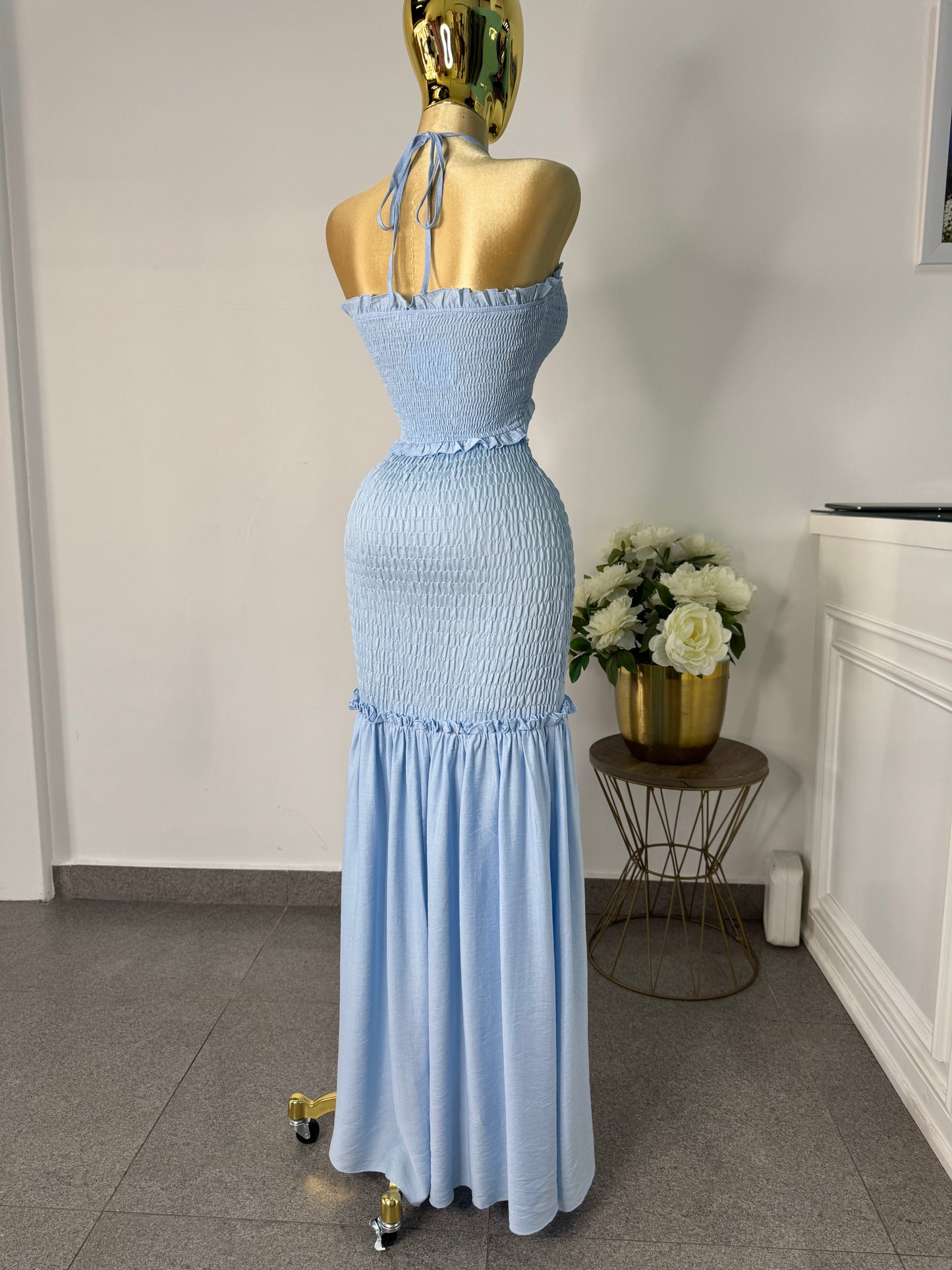 Vestido largo baby blue