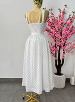 Vestido midi blanco polka dots