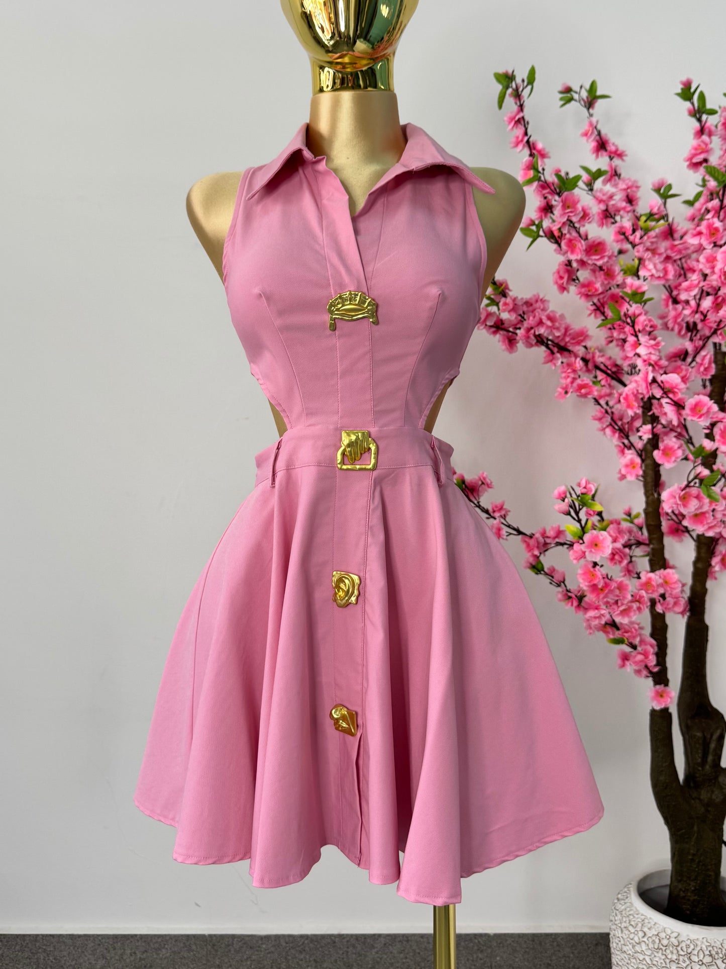 Vestido rosa abertura