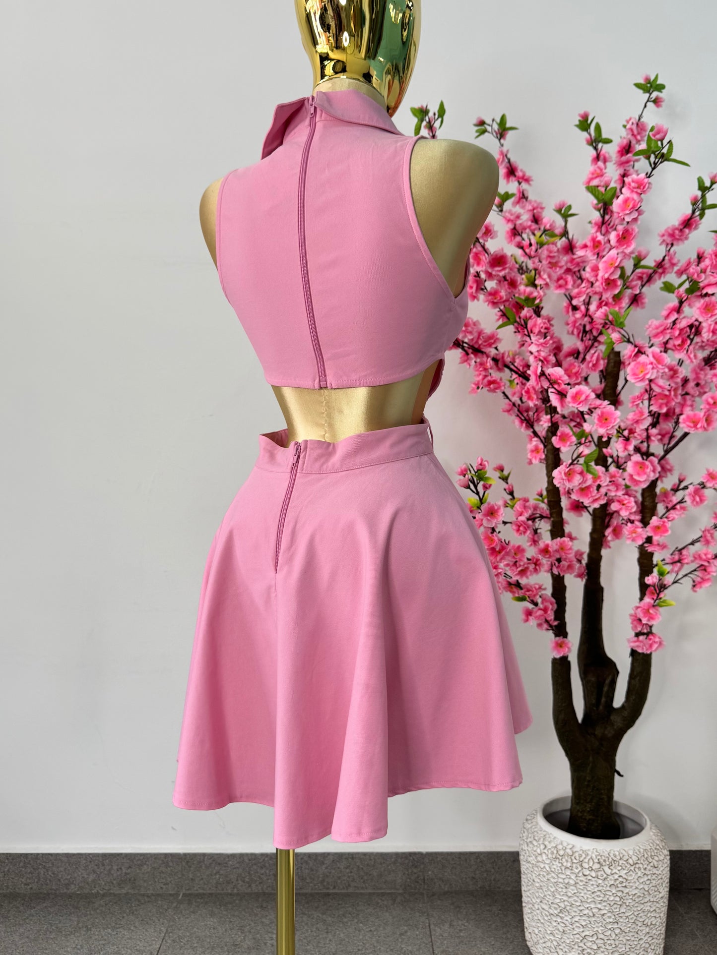 Vestido rosa abertura