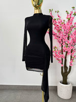 Vestido manga larga negro mesh