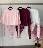 Body rosa pastel con encaje