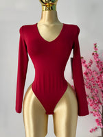 Body rojo cuello redondo doble licra
