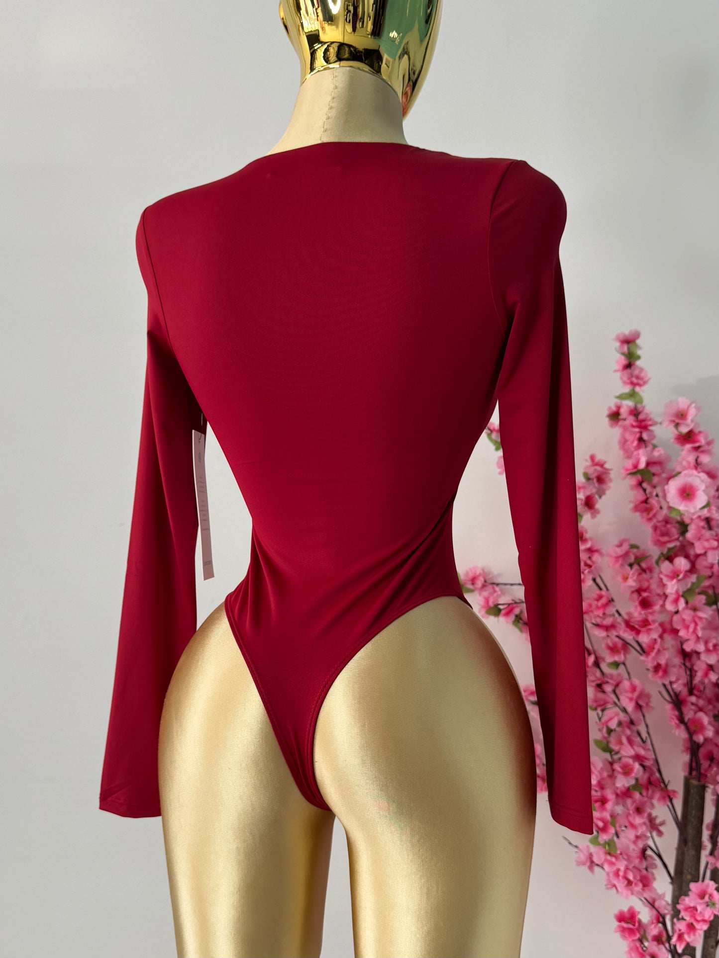 Body rojo cuello redondo doble licra