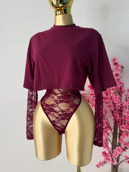 Body  burgundy con encaje