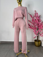 Set de pans rosa palo con botones en costado