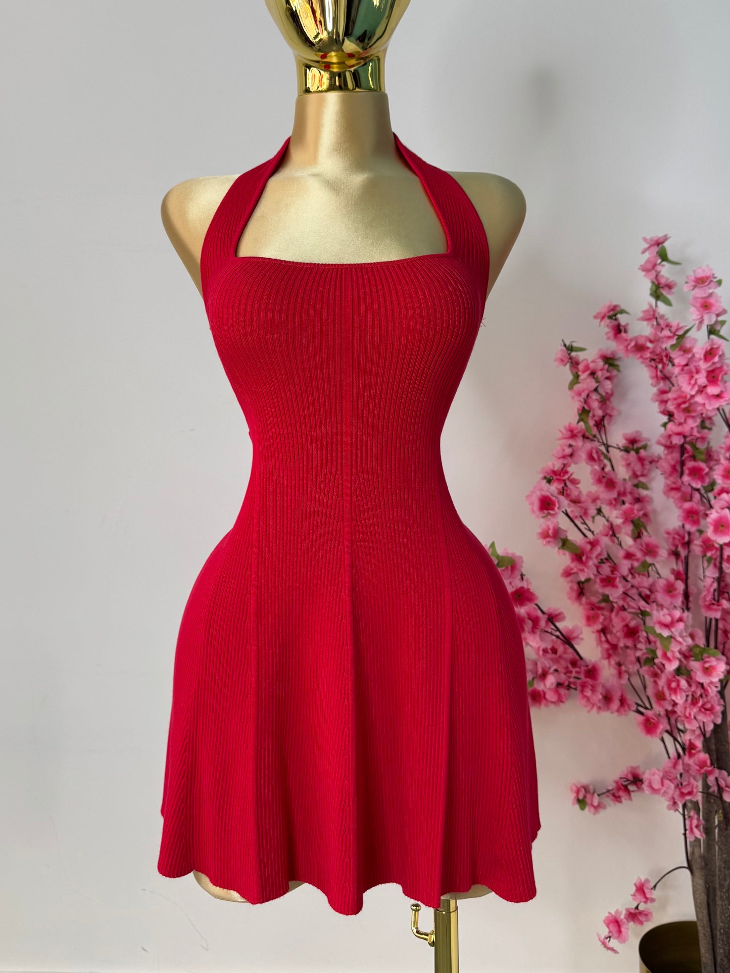 Vestido rojo volado punto