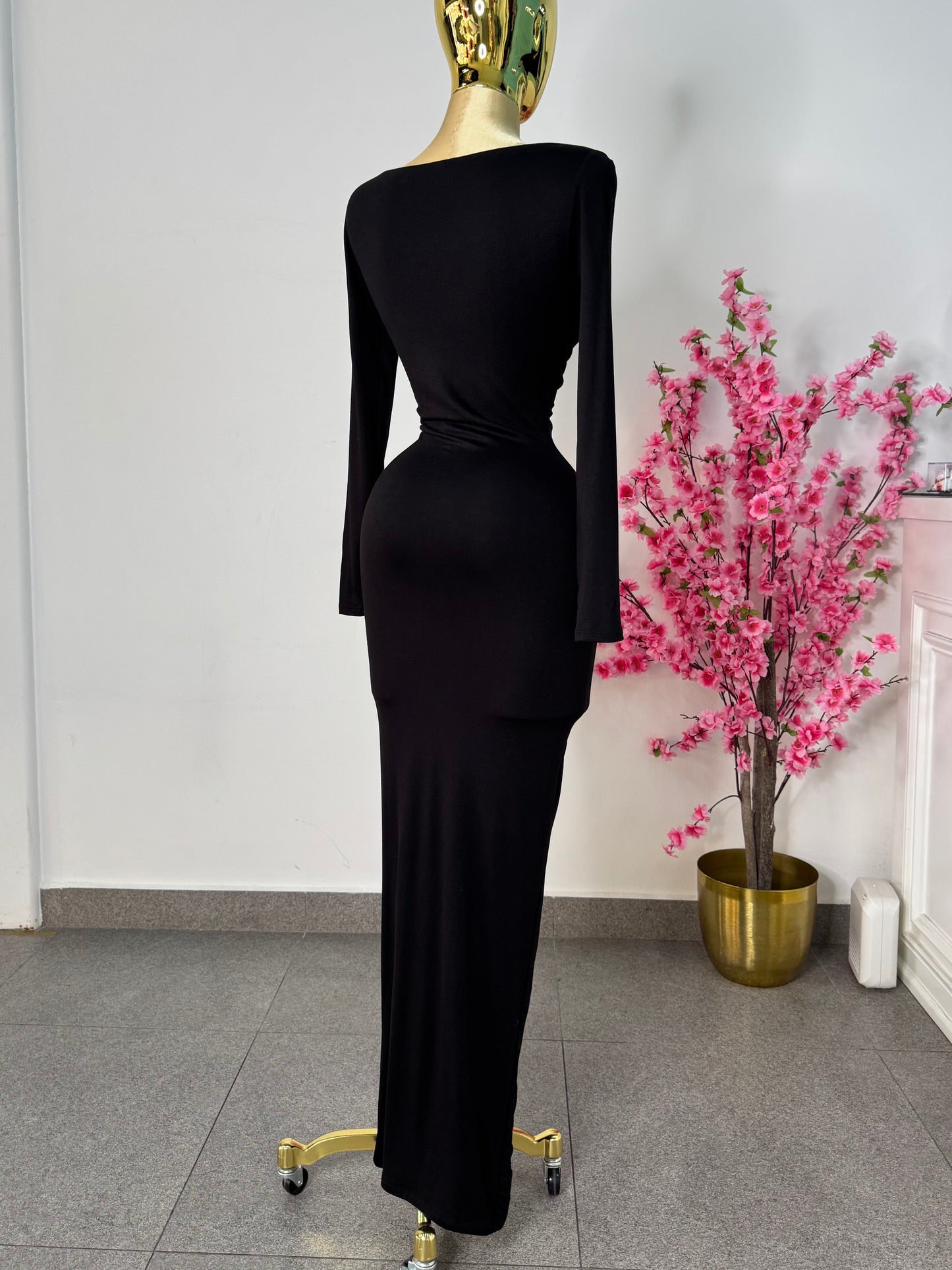 Vestido negro largo doble licra