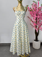 Vestido midi polka azules