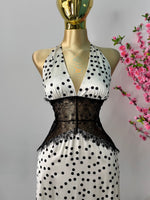 Vestido satin polka con encaje