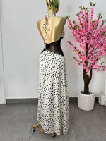 Vestido satin polka con encaje