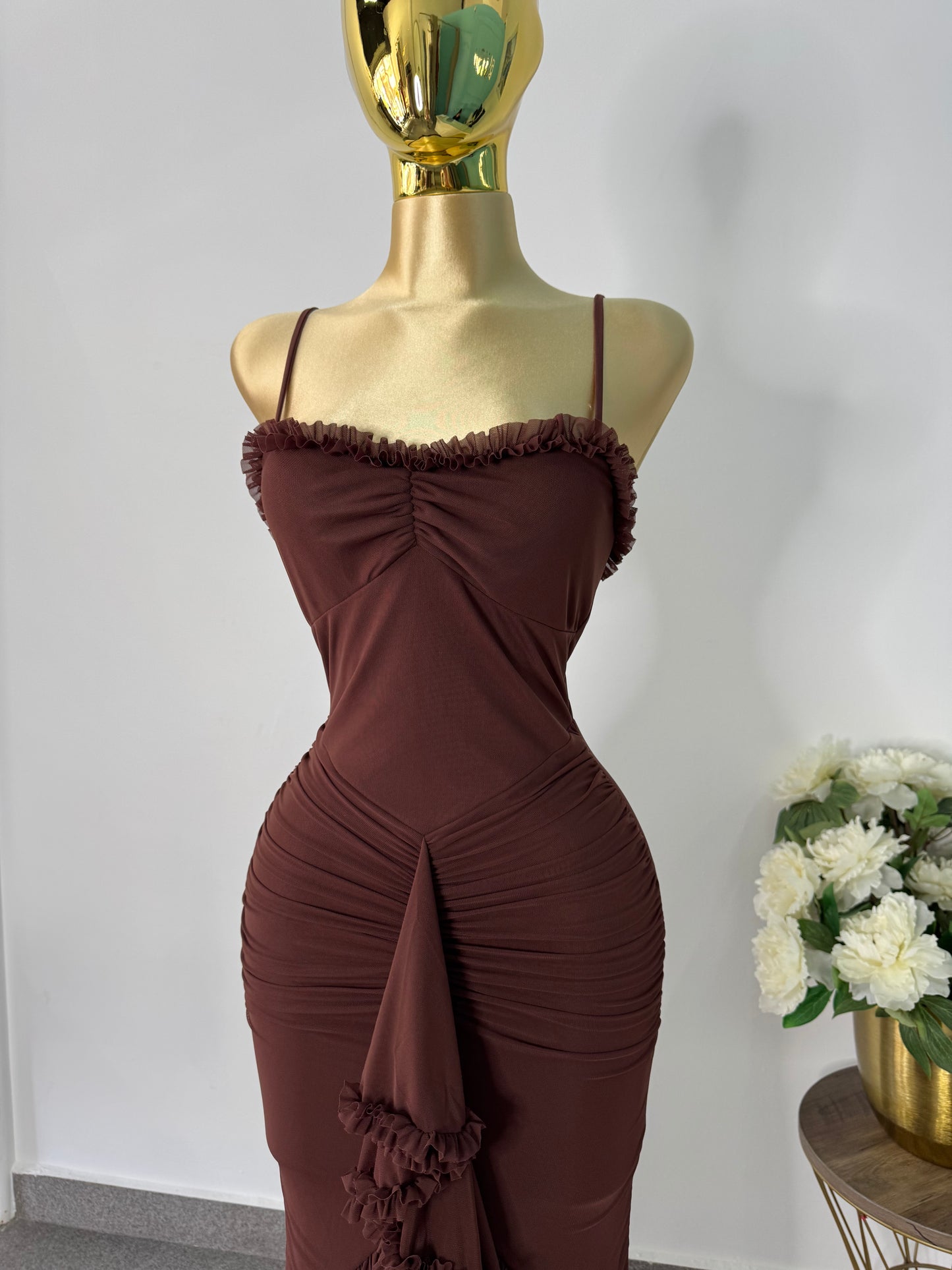 Vestido mesh cafe