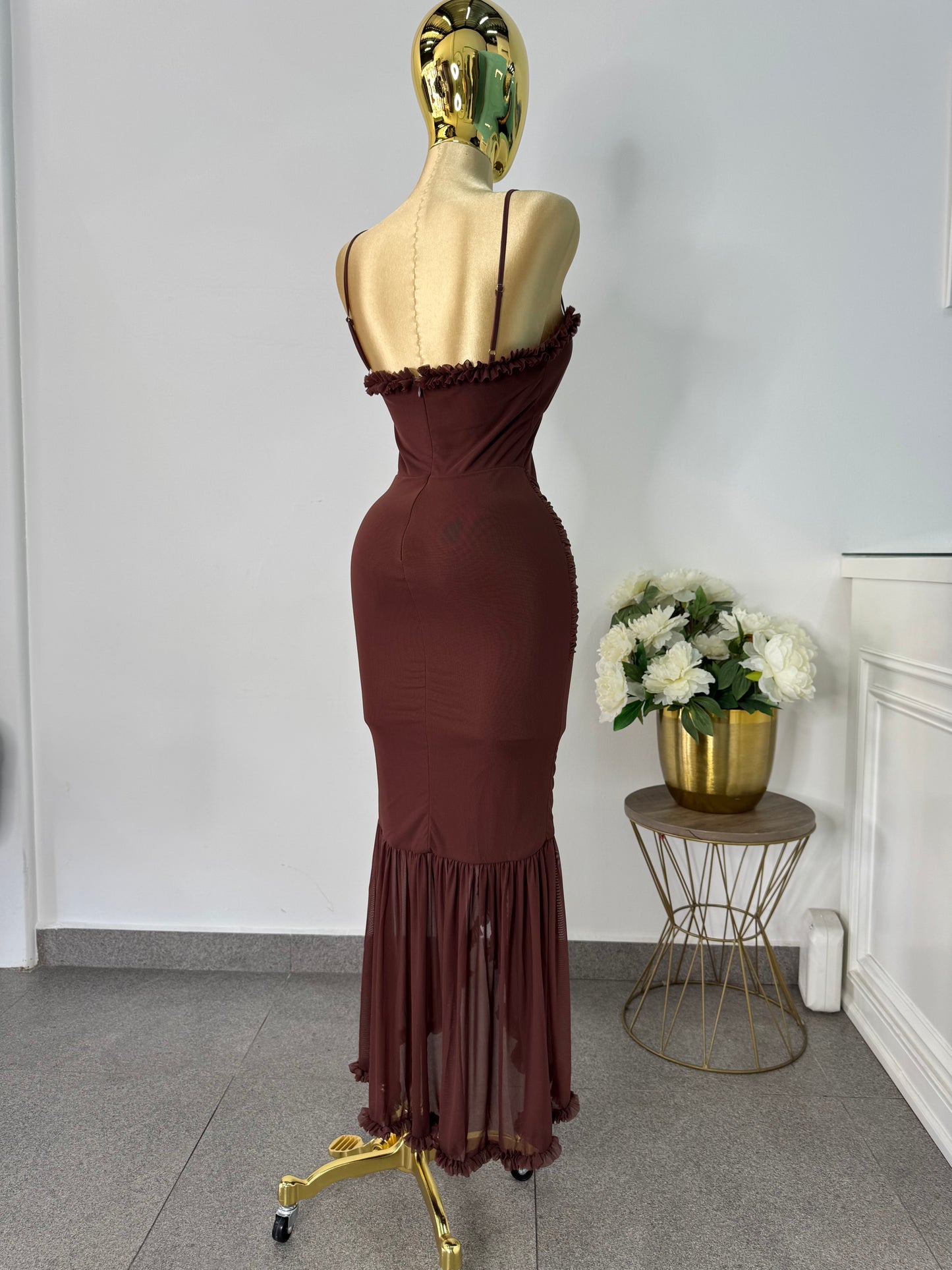 Vestido mesh cafe