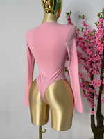 Body doble licra rosa pastel