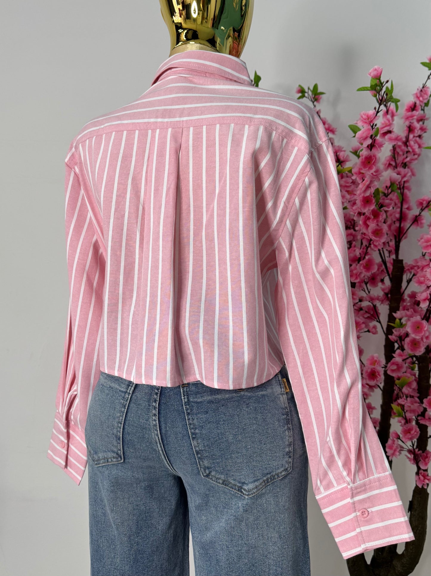 Camisa rayada rosa con blanco